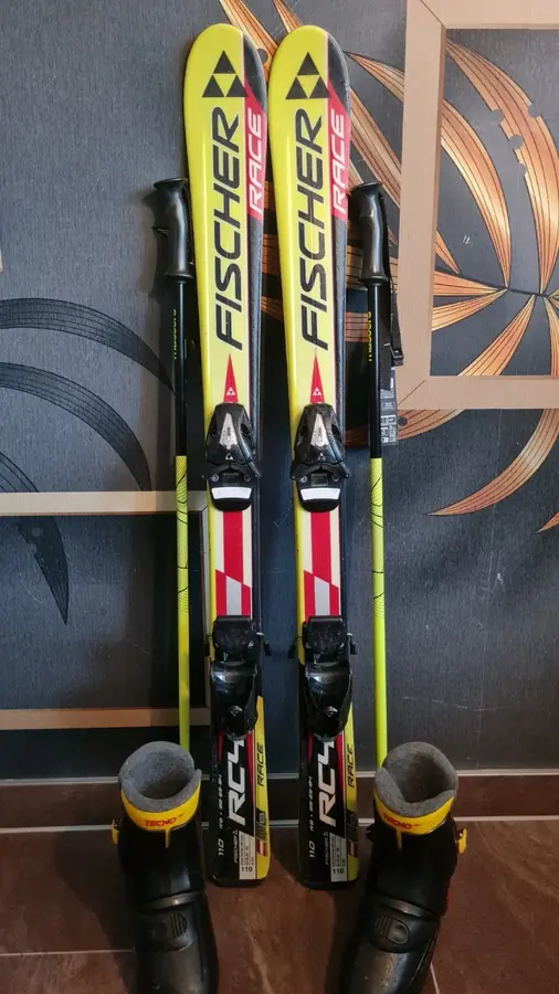 Kinderski-Set Fischer in 110 cm, Schuhe Gr. 33